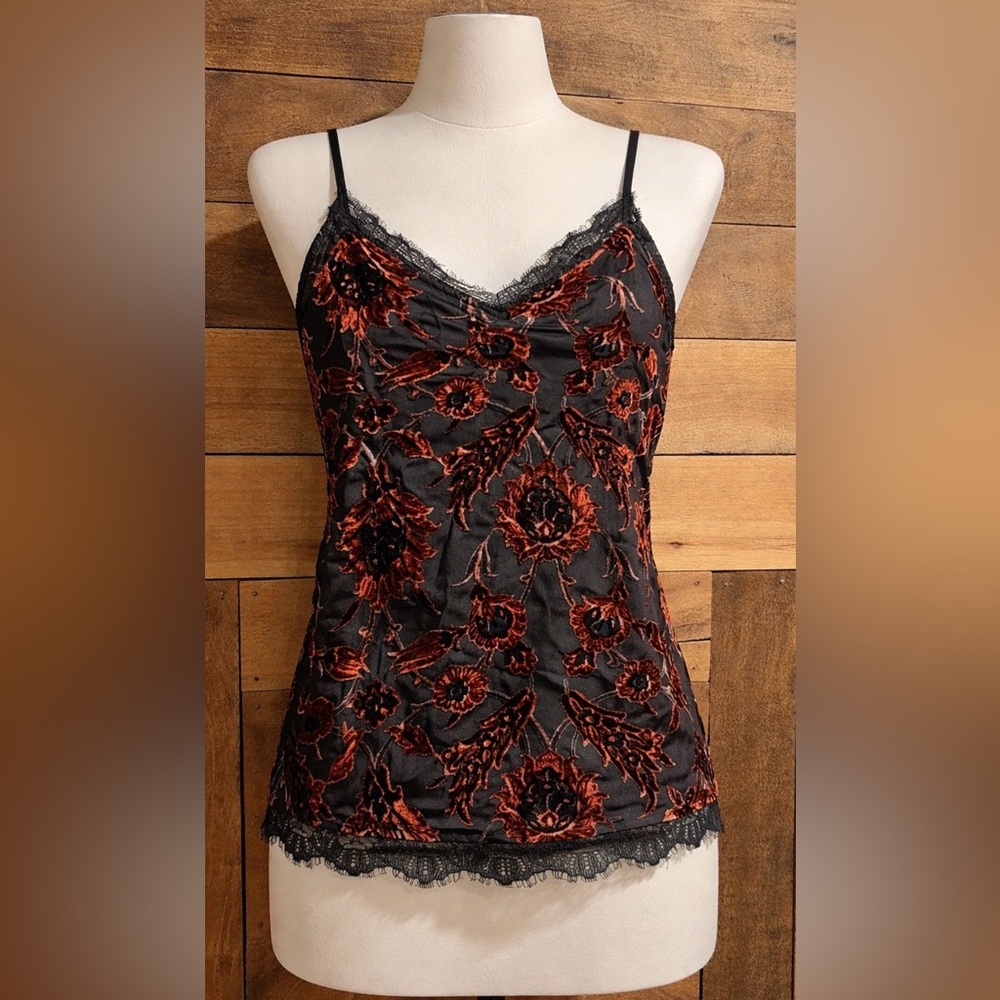 Vintage Y2K Xhilaration Floral Velvet Burnout Cami Top